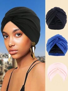 1 pezzo Cappello morbido con design a croce per donne, turbante con colore tinta unita, fascia elastica per la testa, cappellino morbido per hijab da indossare con abaya quotidianamente