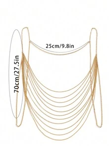 1 Miếng Đúng mốt Và Gợi cảm Kim loại Con rắn Khúc xương Chuỗi Dây chuyền cơ thể Với Tua Đối với phụ nữ - vàng - Xem 5