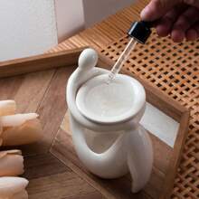 人体拥抱设计陶瓷烛台，家居香薰炉客厅装饰，礼品 - 白色 - 查看 4