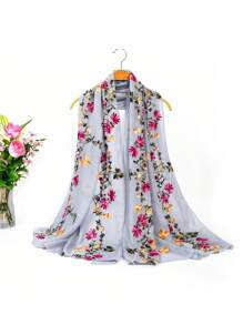 1pc Embroidered Sunscreen Scarf, Suitable For Daily Wear And Commuting Valentine's Day Valentines - White - View 11