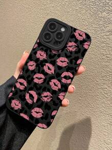 1入組TPU相機防撞豹紋、唇印及花卉圖案保護殼，適用於蘋果和三星系列 - 彩色 - 查看 3