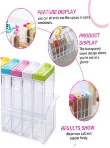 Kit 6 Porta Temperos Acrílico Organizador de Condimentos Organizador de Temperos - Multicolorido - Visão 4