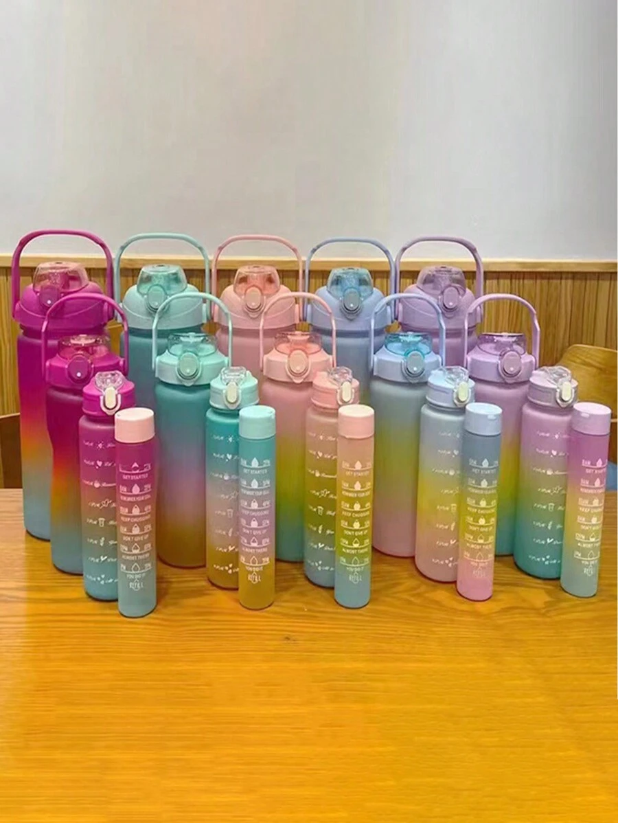 Juego De 4 Botellas De Agua Deportivas De Plástico, Portátiles Y De Gran Capacidad, Adecuadas Para Deportes Al Aire Libre - Color aleatorio - Ver 1