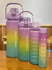 Juego De 4 Botellas De Agua Deportivas De Plástico, Portátiles Y De Gran Capacidad, Adecuadas Para Deportes Al Aire Libre - Color aleatorio - Ver 2