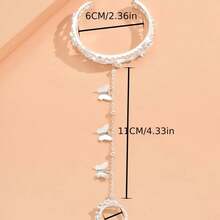 1入組蝴蝶形戒指＆手鍊組,時尚魅力女士及女孩珠寶配飾 - 銀色 - 查看 2