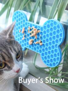 1入骨形矽膠貓狗舔食墊,慢餵養和吸力設計的寵物餵食墊 - 藍色 - 查看 4