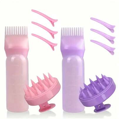 头皮按摩刷、发根梳、染发剂涂抹瓶、造型夹，适用于所有发质，发刷、梳子、美发工具、美发产品及配件，适用于理发店、美容院、旅行必备、返校季、旅行度假必备、女士美发配件、刷子、发梳、梳子、解结梳、球形梳、迷你发梳、发刷套装、木梳、发刷、迷你发梳、解结梳、发刷、卷发梳、美发设备、旅行必备、旅行必备、发型、美发、发刷、背梳、造型刷、卷发梳、边缘梳、发梳、梳发、发刷套装、梳发、卷发梳、解结梳、女士发刷、头发、旅行、美发产品、美发工具、美发用品、理发师、理发师配件、理发店、美发设备