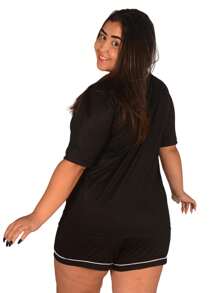 Plus Size Pajama Sets - Black - View 3