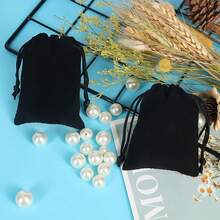 10x8cm Bao bì trang sức Nhung Túi đựng Với dây rút , Lý tưởng Đối với Vòng tay , Dây chuyền , Hoa tai , Móc chìa khóa , Những món quà lưu niệm , Buổi tiệc , Qủa tặng Dây Quấn - hình chữ nhật - Xem 3