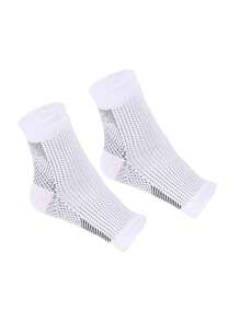 1pair Women's Ultra Breathable & Thin Compression Socks With Open Toe Sports - White - View 5