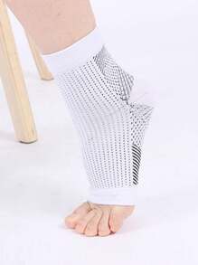 1pair Women's Ultra Breathable & Thin Compression Socks With Open Toe Sports - White - View 1