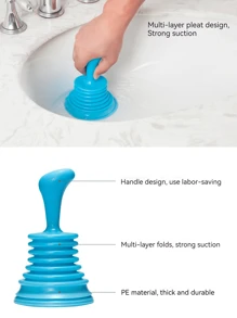 Drain Cleaner - Sink/Bathtub/Toilet Plunger - Blue - View 4