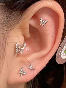 6pcs Super Ethereal Butterfly Shaped Minimalist Earrings Set With Unique Design, Suitable For Everyday Wear - Butterfly Earrings [pack Of 6] - View 3