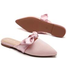 Tilocow Knit Mules For Woman Pointed Toe Flats Bow Mules Slip On Slides Flats Shoes Women Dressy Comfortable - Hồng - Xem 6