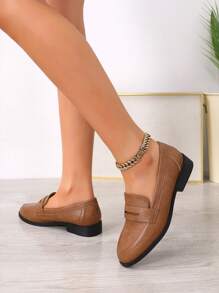 Mocasines casuales de mujer de estilo vintage británico, nuevos para 2024, de suela plana, tacón bajo y caña baja, en piel