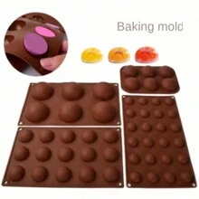 1pc 24-Cavity Silicone Chocolate Candy Cake Baking Mold, Square And Multi-Shape, For Making Crystal Drops - Coffee Brown - View 5