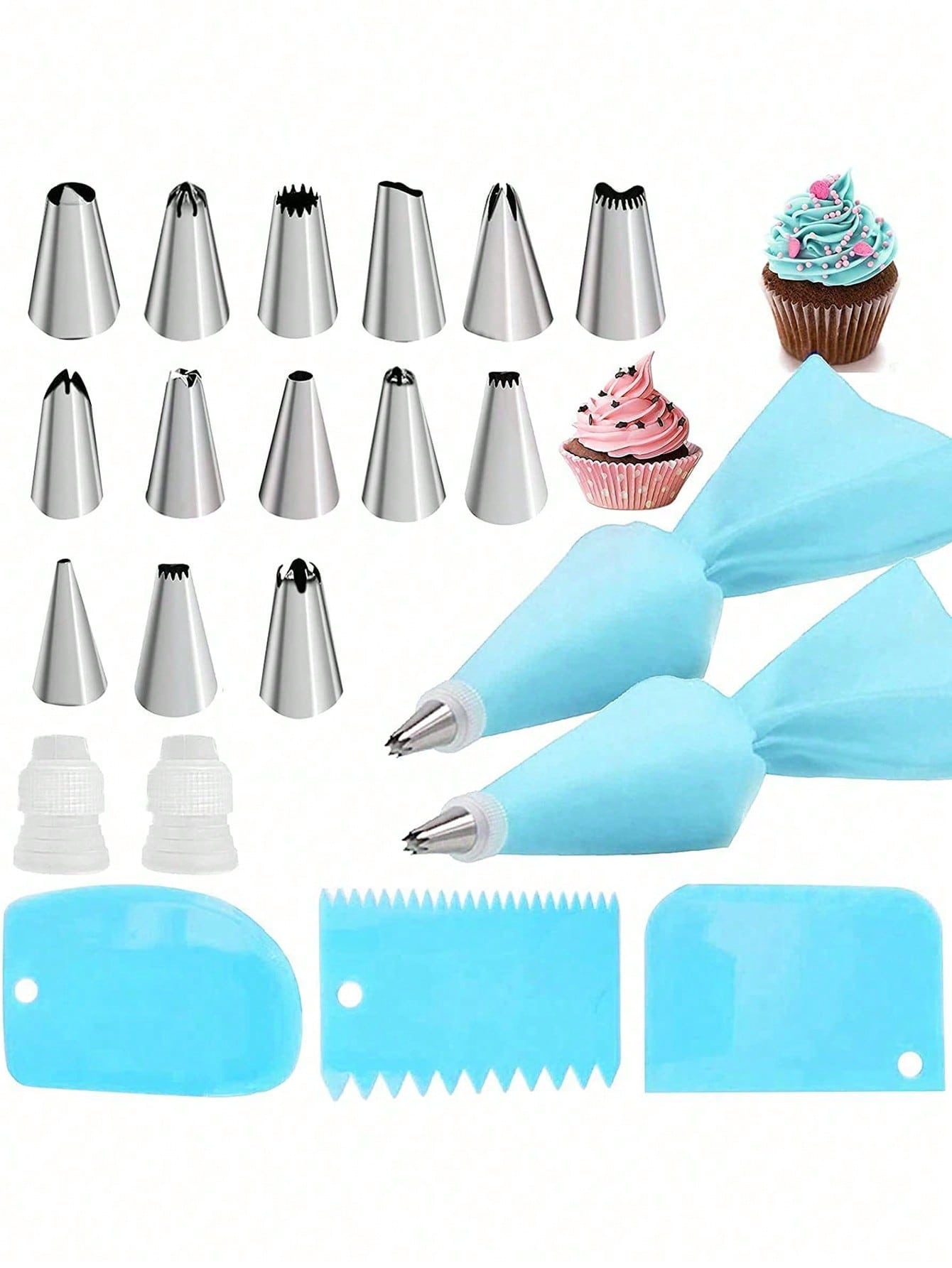 مجموعة أدوات تزيين الكيك 21 قطعة مجموعة أدوات الخب...