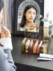 HMQ beauty 睫毛嫁接工具收纳盒，带盖防尘设计，大容量，适用于存放珠宝、美甲和化妆品配件及工具，可用作珠宝盒、收纳袋、化妆刷架、香水收纳盒、化妆包，是送给女性的理想礼物，也是圣诞礼物、家居装饰的绝佳选择。 - 彩色 - 查看 4
