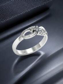 1個極簡風格圓環形鋯石裝飾戒指,適用於日常及優雅場合,是一個很好的禮物選擇 - 八字形1564 - 查看 3