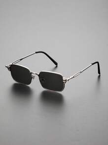 1pc Men Square Frame Punk Hollow Out Design Metal Fashion Glasses For Outdoor Travel Rave Party Driving Accessories For Summer Beach Vacation,Outdoor,Travel