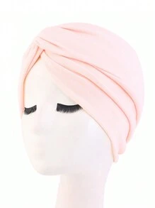 1 pezzo Cappello morbido con design a croce per donne, turbante con colore tinta unita, fascia elastica per la testa, cappellino morbido per hijab da indossare con abaya quotidianamente