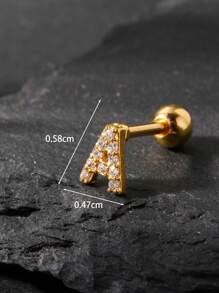 1 Miếng Cổ điển Thời trang Chữ cái Đồ trang sức Nam Xỏ lỗ tai Khối Zirconia  Tiếng Anh Tên viết tắt Đinh ốc Trở lại Bông tai stud Dành Cho Nam Và Nữ - Bạc - Xem 4