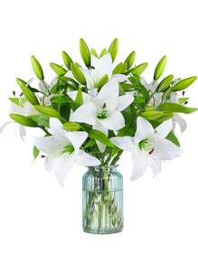 1入/3入組白色人工百合花,春季模擬百合花,適用於婚禮桌面裝飾,別墅裝飾,派對裝飾 - 白色 - 查看 1