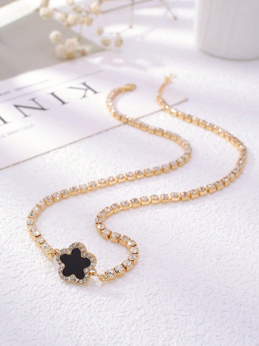 1 Miếng Nhiều màu Hình hoa Pha lê Vòng cổ mặt dây chuyền Đối với phụ nữ - Đỏ - Xem 1