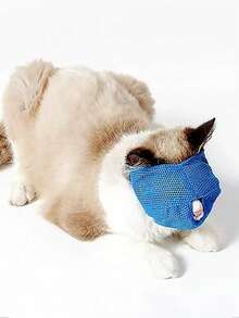 1 Pieza Producto Para Mascotas Máscara De Bozal Para Gatos, Cubierta De Cabeza Anti-mordida, Anti-lamido, Anti-comida, Anti-llamada Y Respirable De Malla Para Gatos - Multicolor - Ver 4