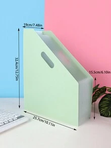 1pc Standing Vertical Accordion Style Folder Organizer, Multi-Layer File Storage Bag, Desk Sorting Classification Clip - Mint Blue - View 2