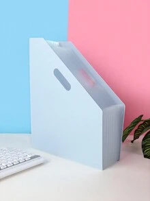 1pc Standing Vertical Accordion Style Folder Organizer, Multi-Layer File Storage Bag, Desk Sorting Classification Clip - Mint Blue - View 3