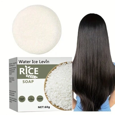 Water ice levin Rice Oil Control Handmade Soap, Rice Essence Soap, Suitable For Daily Face And Body Care - Gentle And Effective, Suitable For Both Men And Women, Moisturizing And Cleansing Skin Gently, Bathing And Cleansing, Handmade Soap, Rich Lather, Deep Cleansing And Smooth Skin, Suitable For All Skin Types