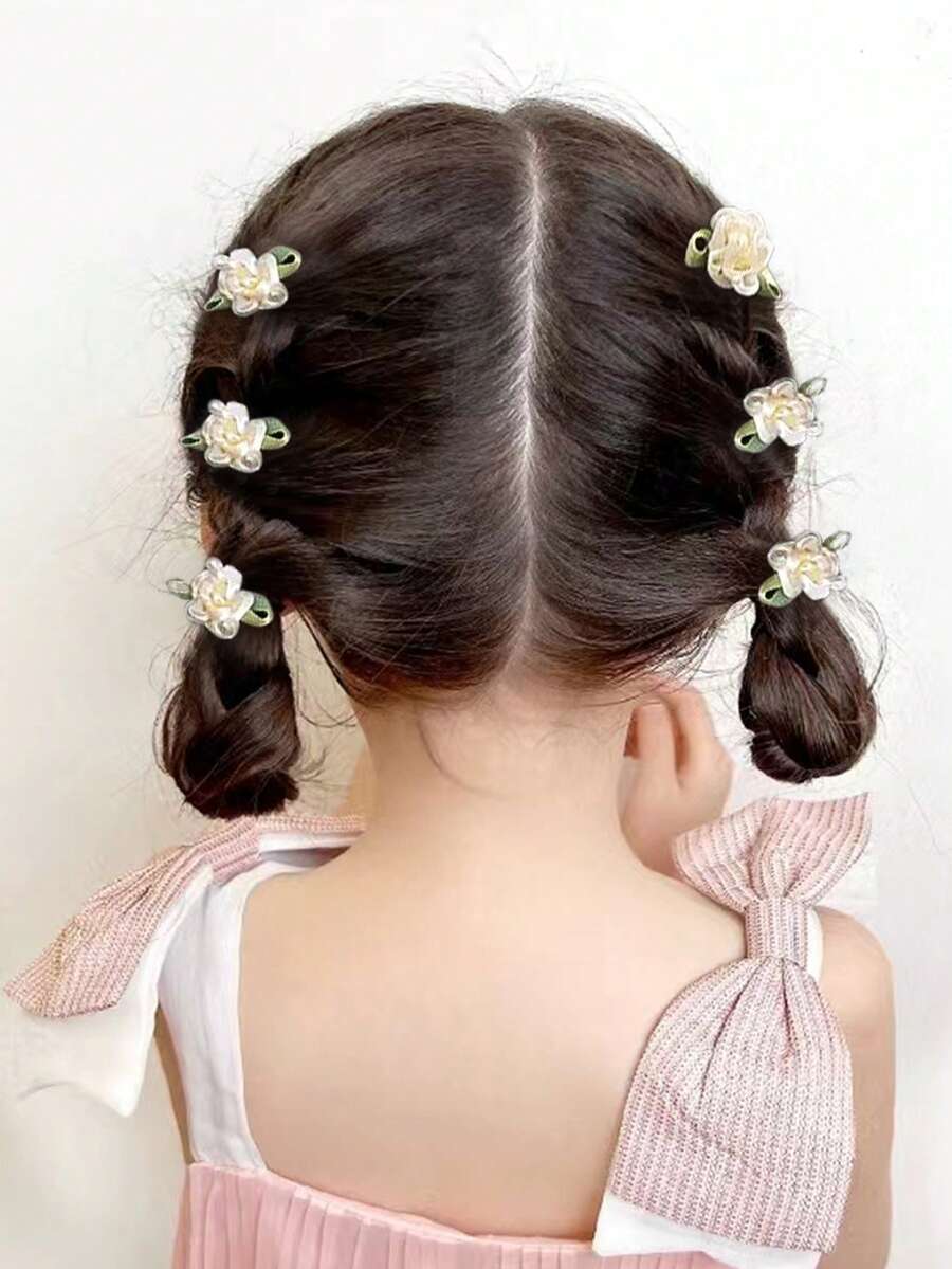 6pcs Ins Style Cute Mini Jasmine Flower Decorative Hair Clips - Multicolor - View 1