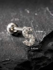 1 Miếng Cổ điển Thời trang Chữ cái Đồ trang sức Nam Xỏ lỗ tai Khối Zirconia  Tiếng Anh Tên viết tắt Đinh ốc Trở lại Bông tai stud Dành Cho Nam Và Nữ - Bạc - Xem 34