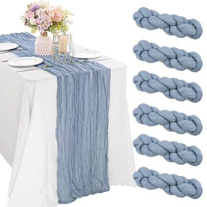 1Pack/6packs Cheesecloth Table Runner Gauze Boho Rustic Dusty Blue CheeseCloth Table Runner For Baby Shower Decoration Wedding Easter Summer Table Runner