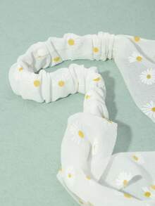 3件套女孩雏菊花卉头巾和发带套装，适合日常装饰 - 彩色 - 查看 3