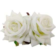 新娘发梳配天鹅绒面料玫瑰发夹头饰，双玫瑰发梳，适合情人节盘发 - 多色 - 查看 6