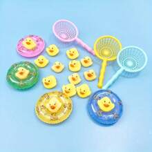 HayZBao 1set Baby Bath Swimming Set - Little Yellow Duck Water Toys For Kids - Fun Swimming Ring For Children's Water Park Play - Red and White - View 1