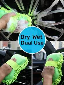 Esponja de microfibra extrasuave para lavado de coches limpieza automotriz - Verde Lima - Ver 2