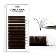 CoMango 混合D型卷翘度8-14毫米渐变貂毛假睫毛，深棕色扇形睫毛嫁接，彩色绽放睫毛簇，睫毛簇，单根睫毛，假睫毛 - D - 查看 2