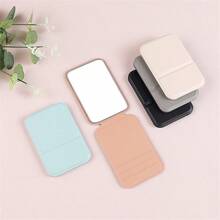 1pc Foldable Rectangle Shaped Portable Makeup Mirror With Stand, Travel Mirror, Beauty Tool, Desk Mirror, Gift For Women/Girl - Pink - View 8