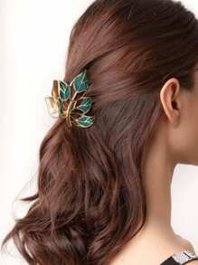 1 件彩色金属叶形爪夹，适用于发髻、马尾辫和高髻发型，波西米亚风，发饰，发爪，爪夹，发夹，发夹，学校用品，学院秋冬发夹，适合度假装扮女士 - 彩色 - 查看 4