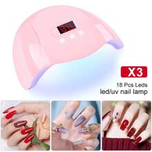 LIMEGIRL Portable USB Nail Lamp, Home Nail Lamp For Drying And Curing Nail Polish, Equipped With 18 UV LED Bulbs, 1 Nail Lamp, UV LED Nail Dryer Lamp, 18 Nail Lamp Beads, Portable Professional Curing Light Suitable For Gel Nail Polish, 3 Timers, Nail Tools, Auto Sensing, USB Plug - Pink - View 5
