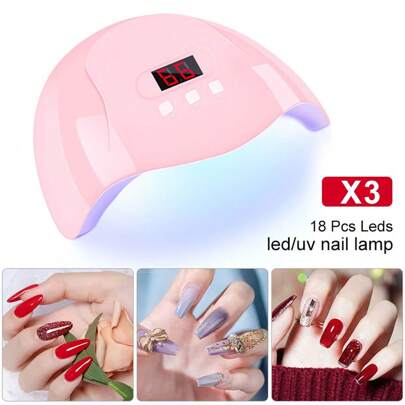 LIMEGIRL Portable USB Nail Lamp, Home Nail Lamp For Drying And Curing Nail Polish, Equipped With 18 UV LED Bulbs, 1 Nail Lamp, UV LED Nail Dryer Lamp, 18 Nail Lamp Beads, Portable Professional Curing Light Suitable For Gel Nail Polish, 3 Timers, Nail Tools, Auto Sensing, USB Plug