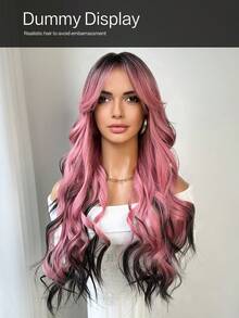 帶瀏海的水波紋漸層假髮,28英寸耐高溫合成纖維長波浪深波浪,適合女士女孩派對日常使用 - 彩色 - 查看 5