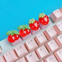 2pcs/Set Cherry/Strawberry Shaped Polyresin Keycaps - Red - View 1