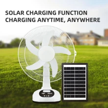 12In ventilador Solar Recargable De Mesa Cargador De Celular Ventilador eléctrico de mesa con luz y función de Banco de energía, portátil,escritorio, recargable, solar - Negro - Ver 8