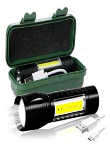 Mini LED Rechargeable Tactical Lamp With Side Flashlight, Pocket Tactical Lamp - Army Green - View 1