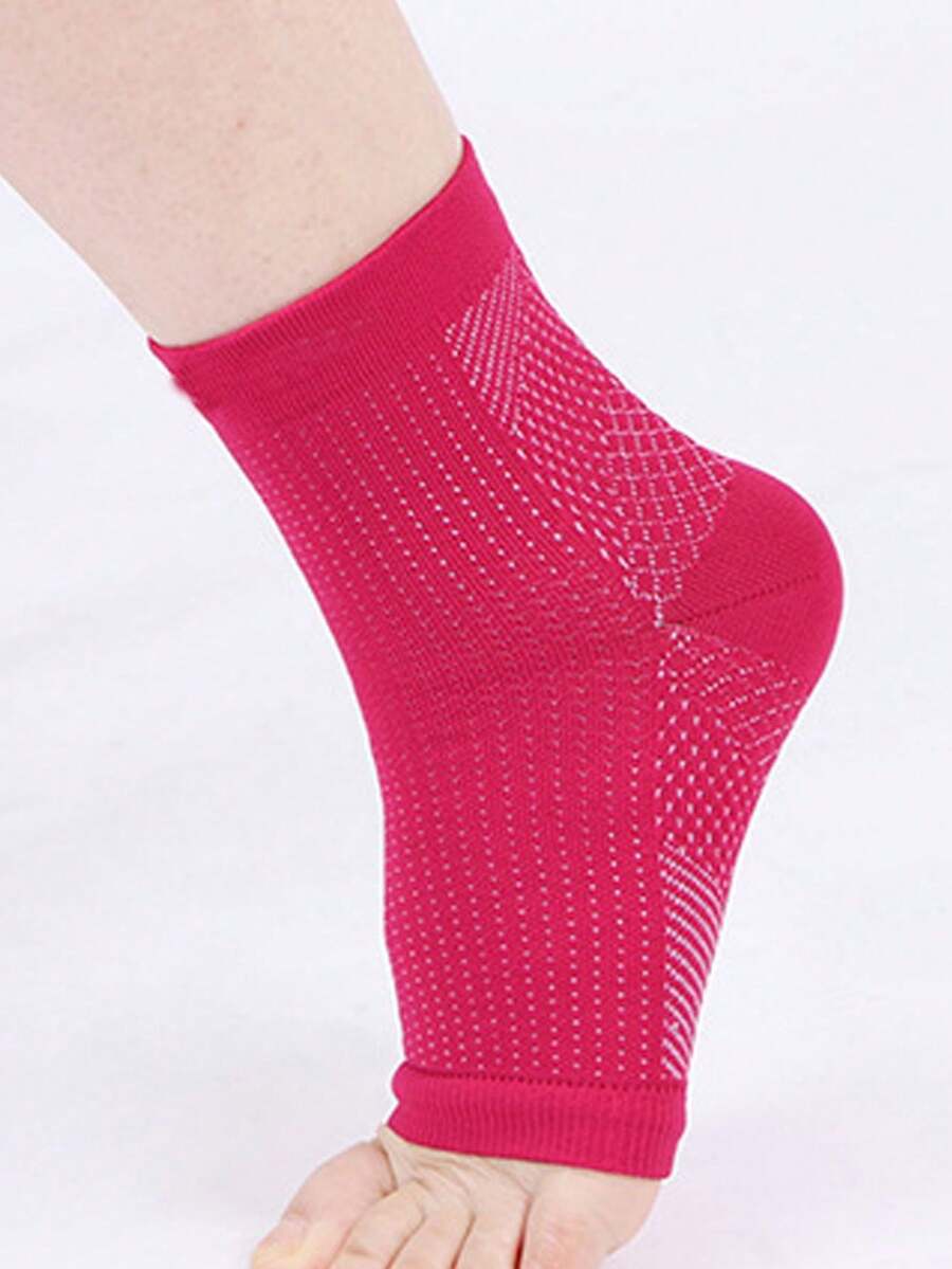 1pair Breathable Thin Women's Open Toe Compression Socks Sports - Hot Pink - View 1