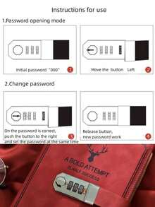 A5 Vintage Password Locked Diary With Thick Creative Notebook For Students, Stationery Notebook With Lock - Red Notebook + Black Gift Box + Pen - View 8